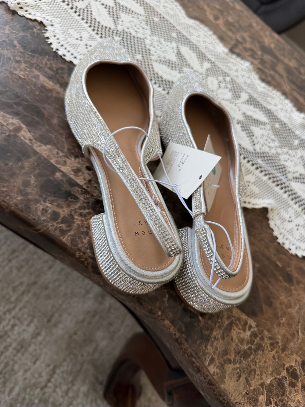 Mossimo Supply Co. Silver Rhinestone Slingback Flats